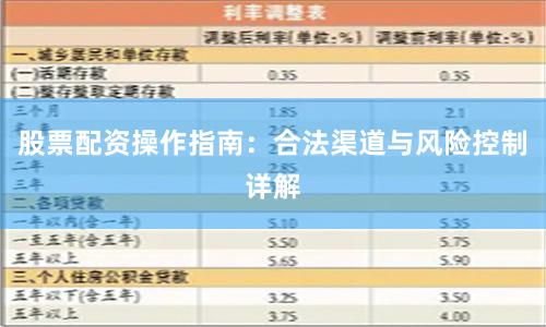 股票配资操作指南：合法渠道与风险控制详解